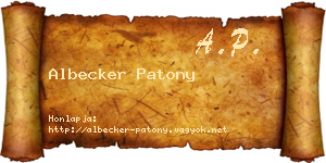 Albecker Patony névjegykártya